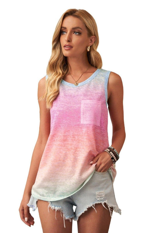 Multicolor Tie Dye Sleeveless Tank Top - Klazzi Fashion Boutique