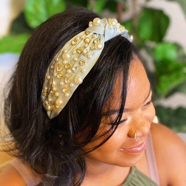 My Winslet Jeweled Satin Headband - Klazzi Fashion Boutique