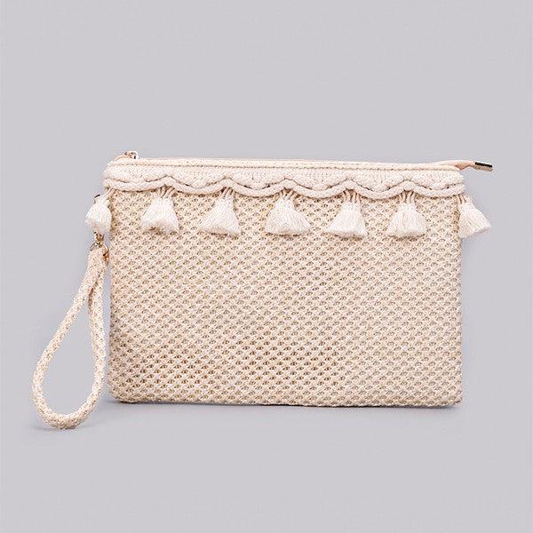 Nacey Crochet Tassel Clutch - Klazzi Fashion Boutique