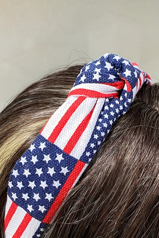 Navy and Red American Flag Knotted Headband - Klazzi Fashion Boutique