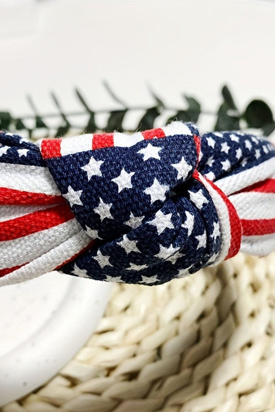 Navy and Red American Flag Knotted Headband - Klazzi Fashion Boutique