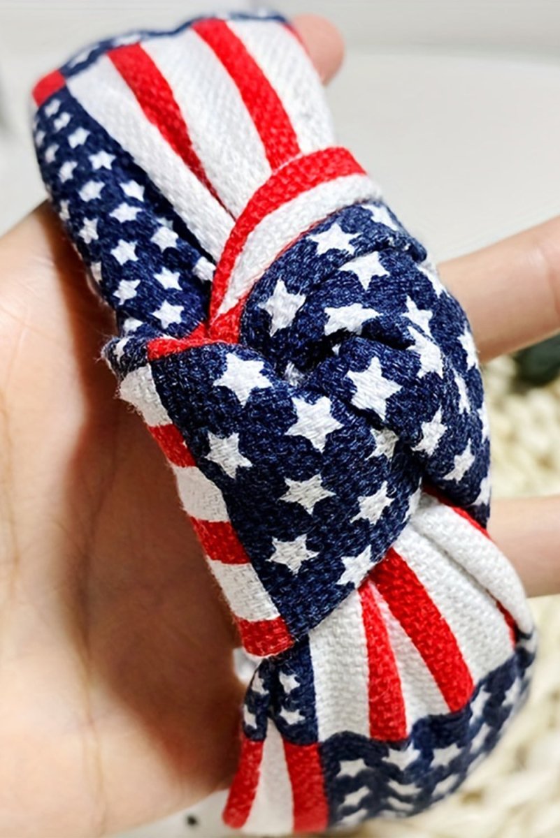 Navy and Red American Flag Knotted Headband - Klazzi Fashion Boutique