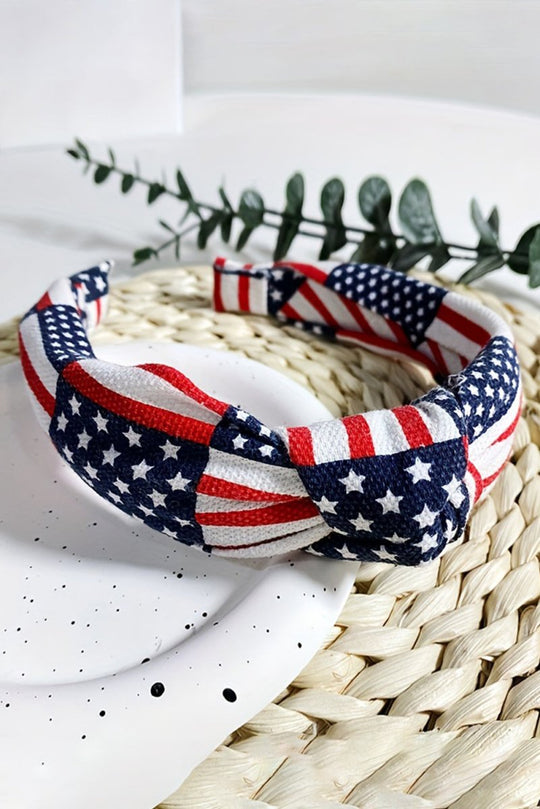 Navy and Red American Flag Knotted Headband - Klazzi Fashion Boutique