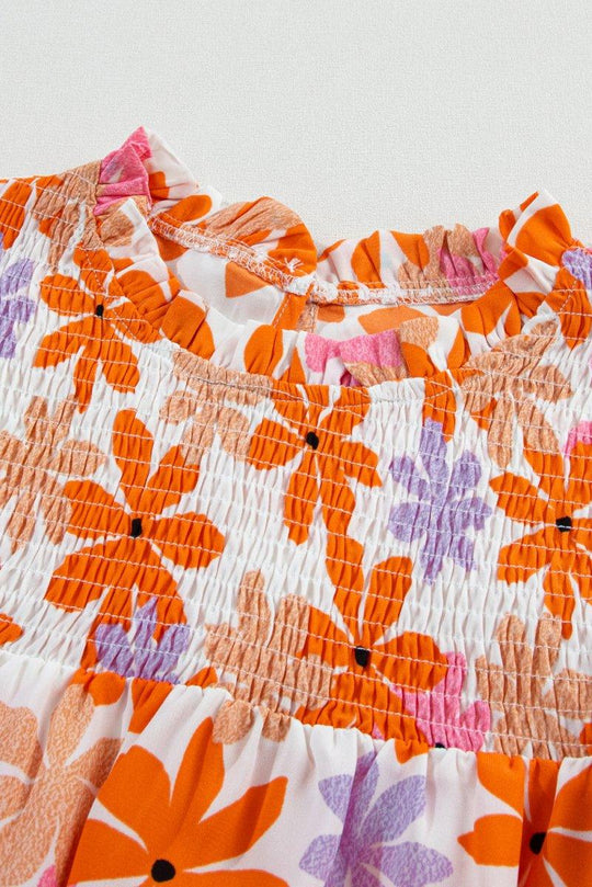 Nya Ruffled Orange and Pink Floral Top - Klazzi Fashion Boutique