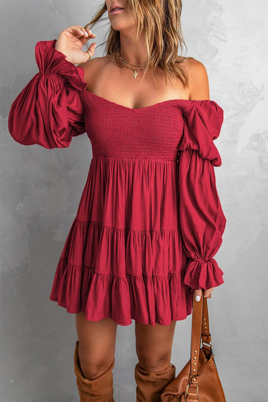 Off-Shoulder Layered Dress - Klazzi Fashion Boutique