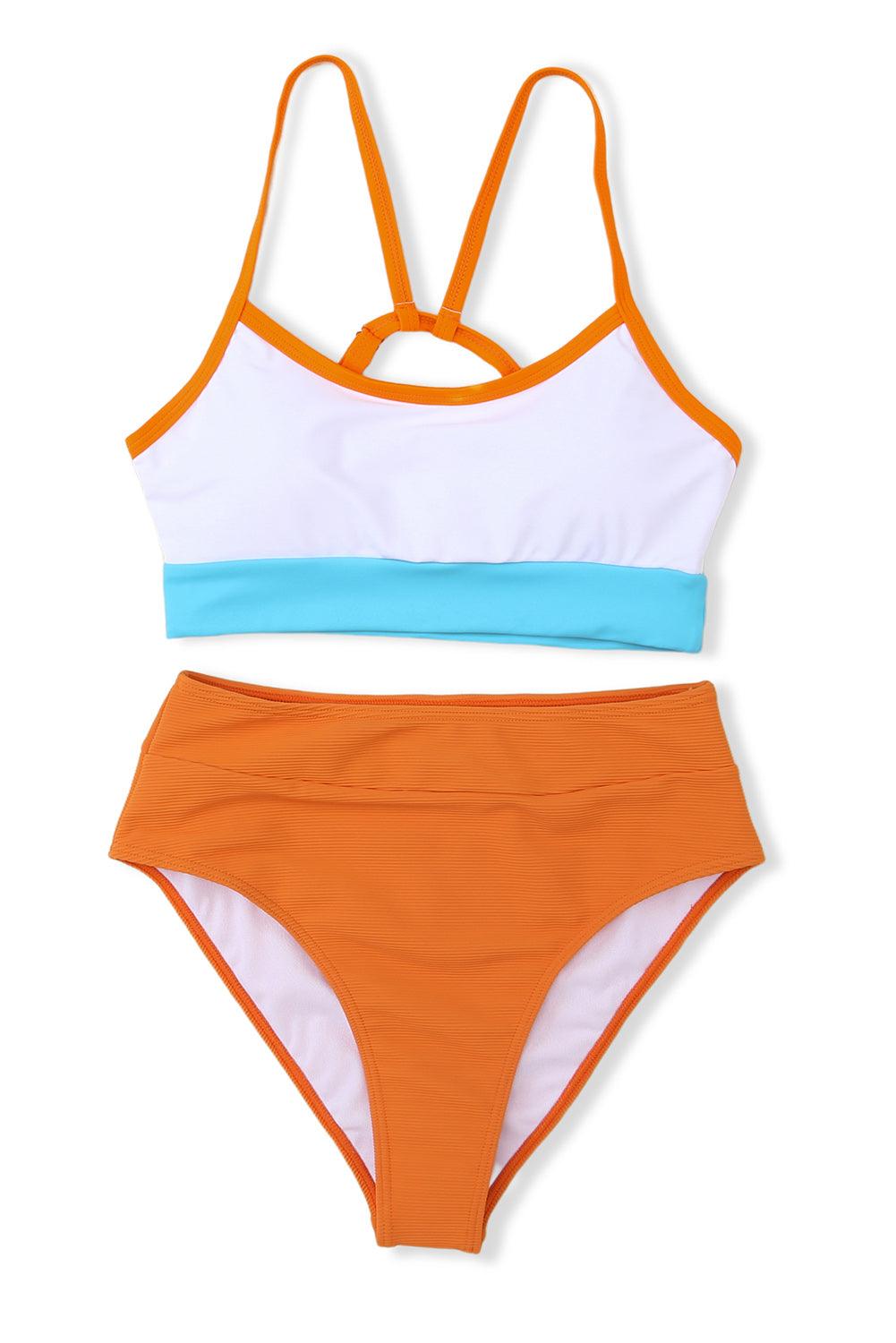 Orange Bikini High Waist Swimsuit - Klazzi Fashion Boutique