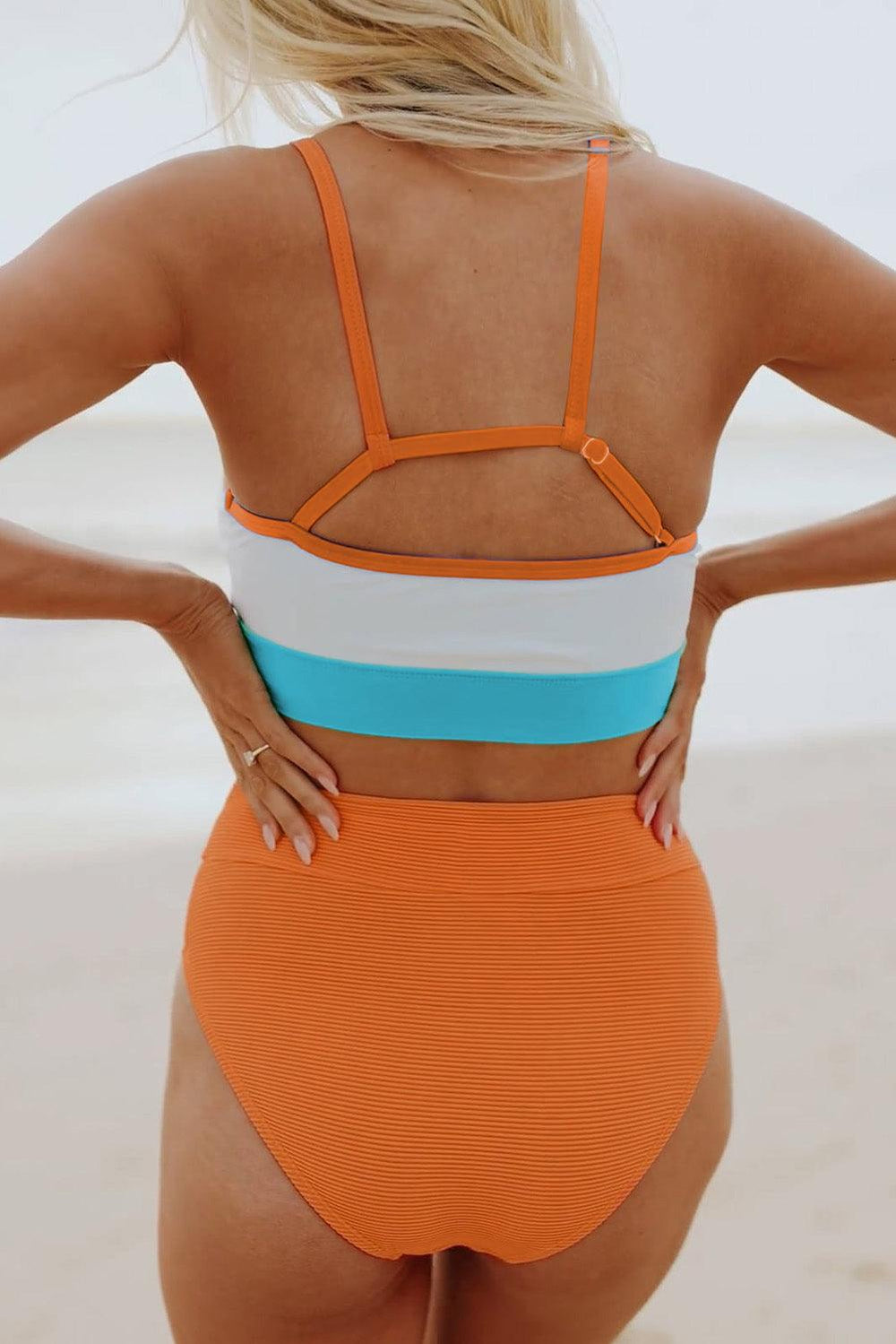 Orange Bikini High Waist Swimsuit - Klazzi Fashion Boutique