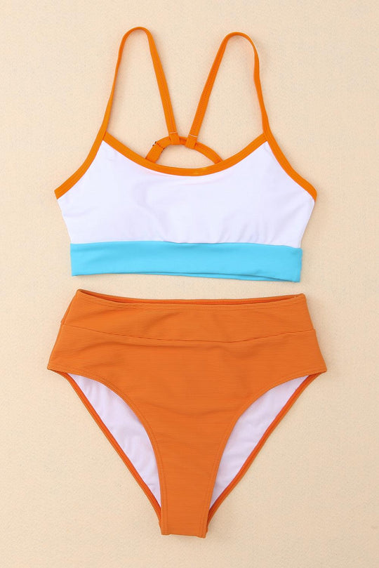 Orange Bikini High Waist Swimsuit