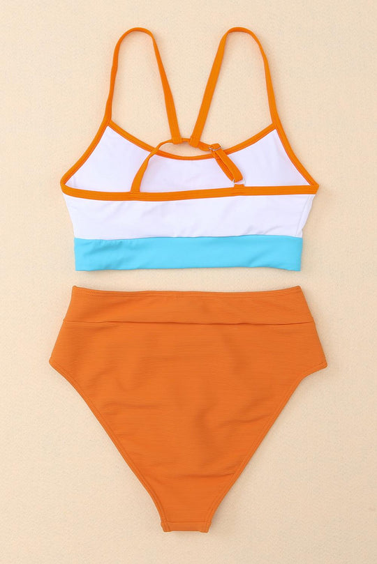 Orange Bikini High Waist Swimsuit