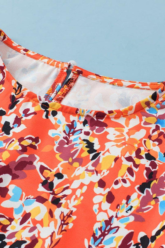 Orange Floral Ruffled Plus Size Babydoll Blouse - Klazzi Fashion Boutique