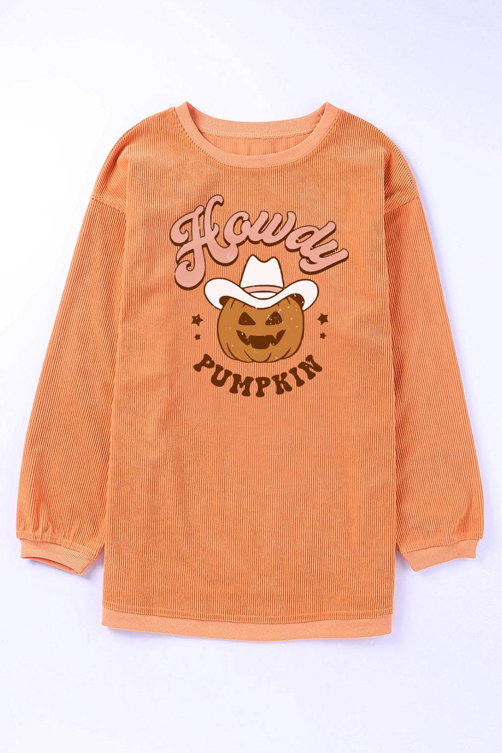 Orange "Howdy Pumpkin" Halloween Graphic Sweatshirt - Klazzi Fashion Boutique