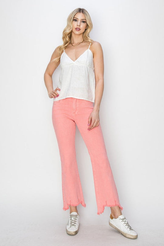 Peach "RISEN" Fringe Bootcut Denim - Klazzi Fashion Boutique