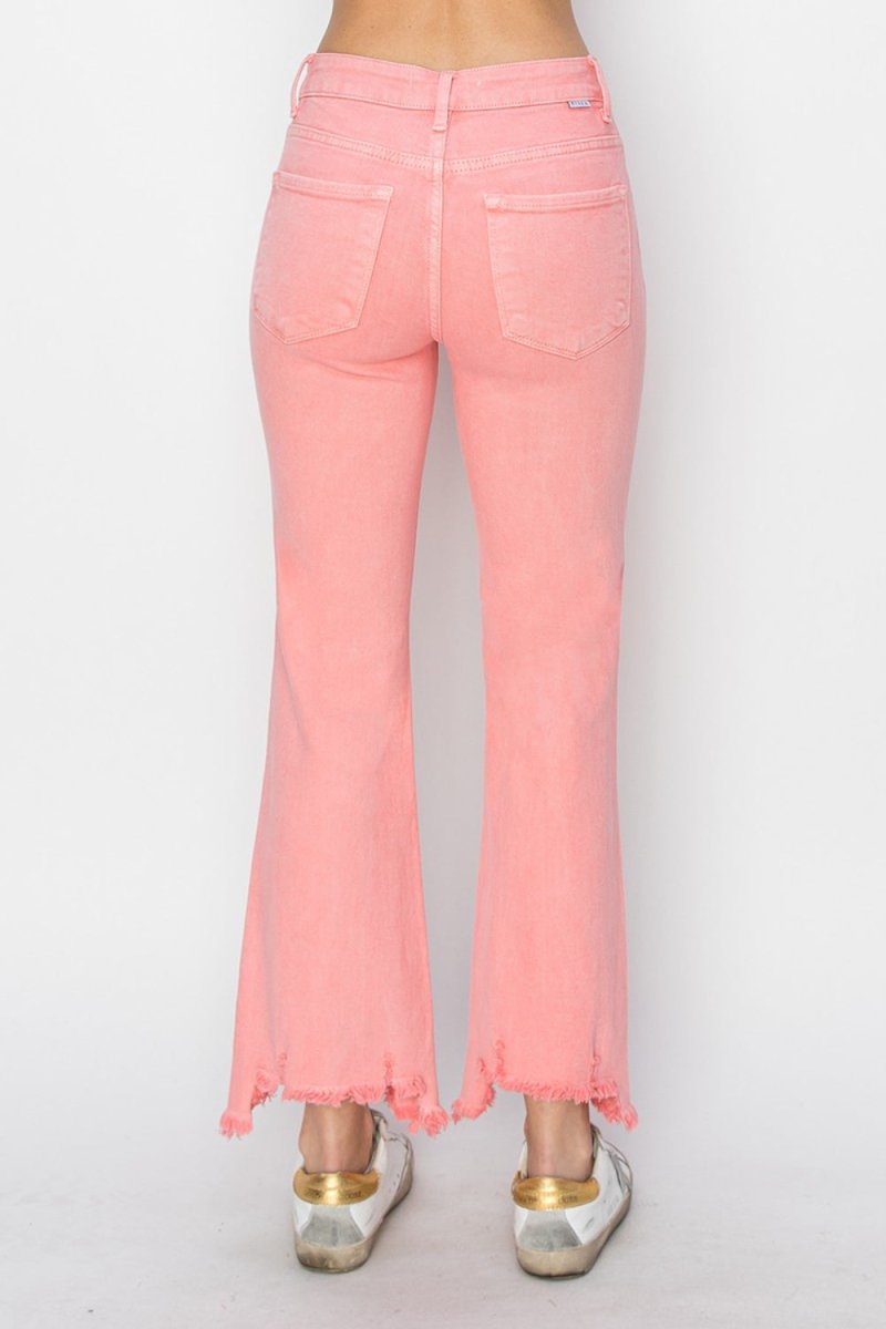 Peach "RISEN" Fringe Bootcut Denim - Klazzi Fashion Boutique