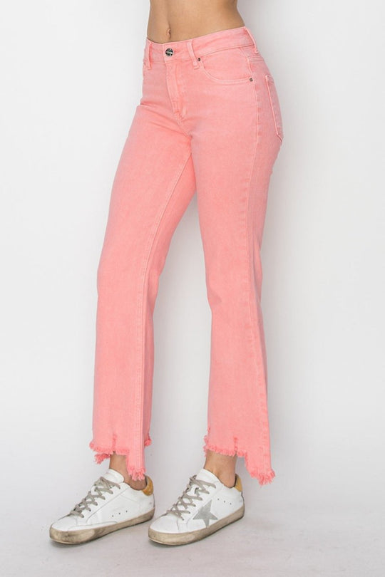 Peach "RISEN" Fringe Bootcut Denim - Klazzi Fashion Boutique