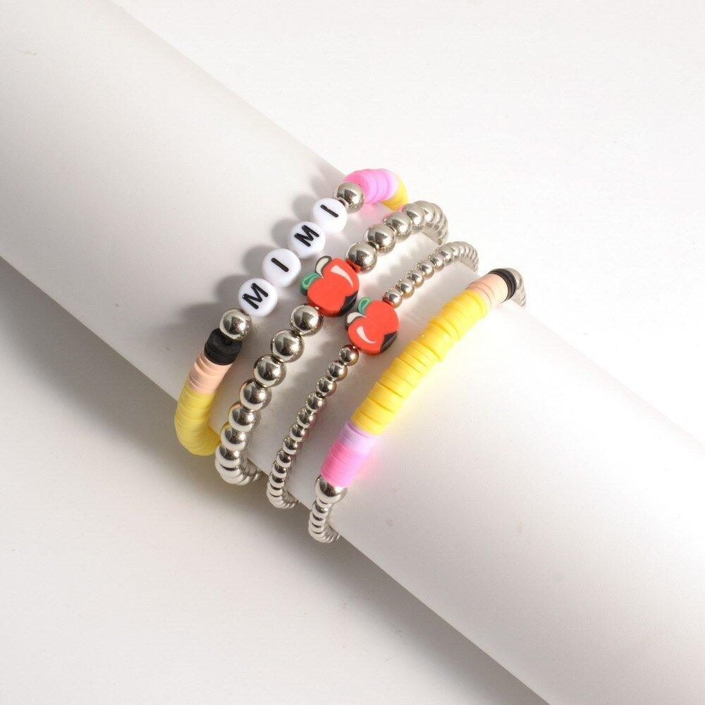 Personalized Teacher Pencil Apple Bracelet Set - Klazzi Fashion Boutique