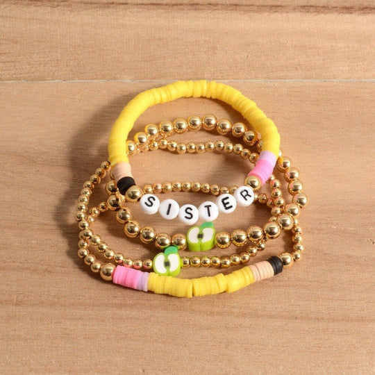 Personalized Teacher Pencil Apple Bracelet Set - Klazzi Fashion Boutique