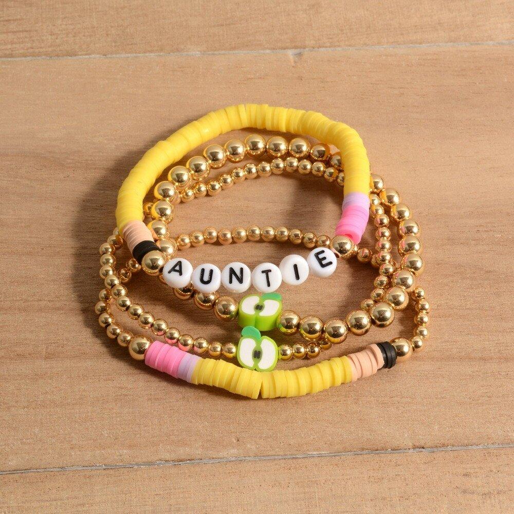 Personalized Teacher Pencil Apple Bracelet Set - Klazzi Fashion Boutique