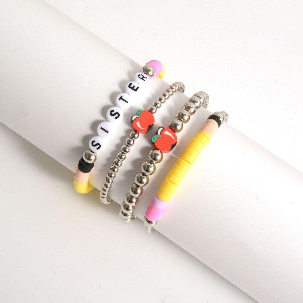 Personalized Teacher Pencil Apple Bracelet Set - Klazzi Fashion Boutique