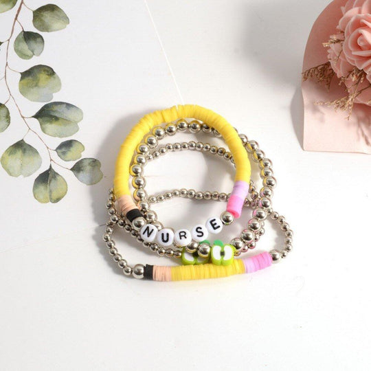 Personalized Teacher Pencil Apple Bracelet Set - Klazzi Fashion Boutique