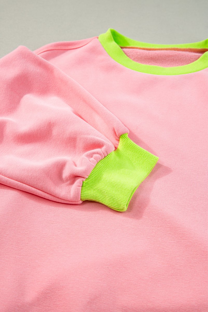 Pink and Neon Green Sweatshirt - Klazzi Fashion Boutique