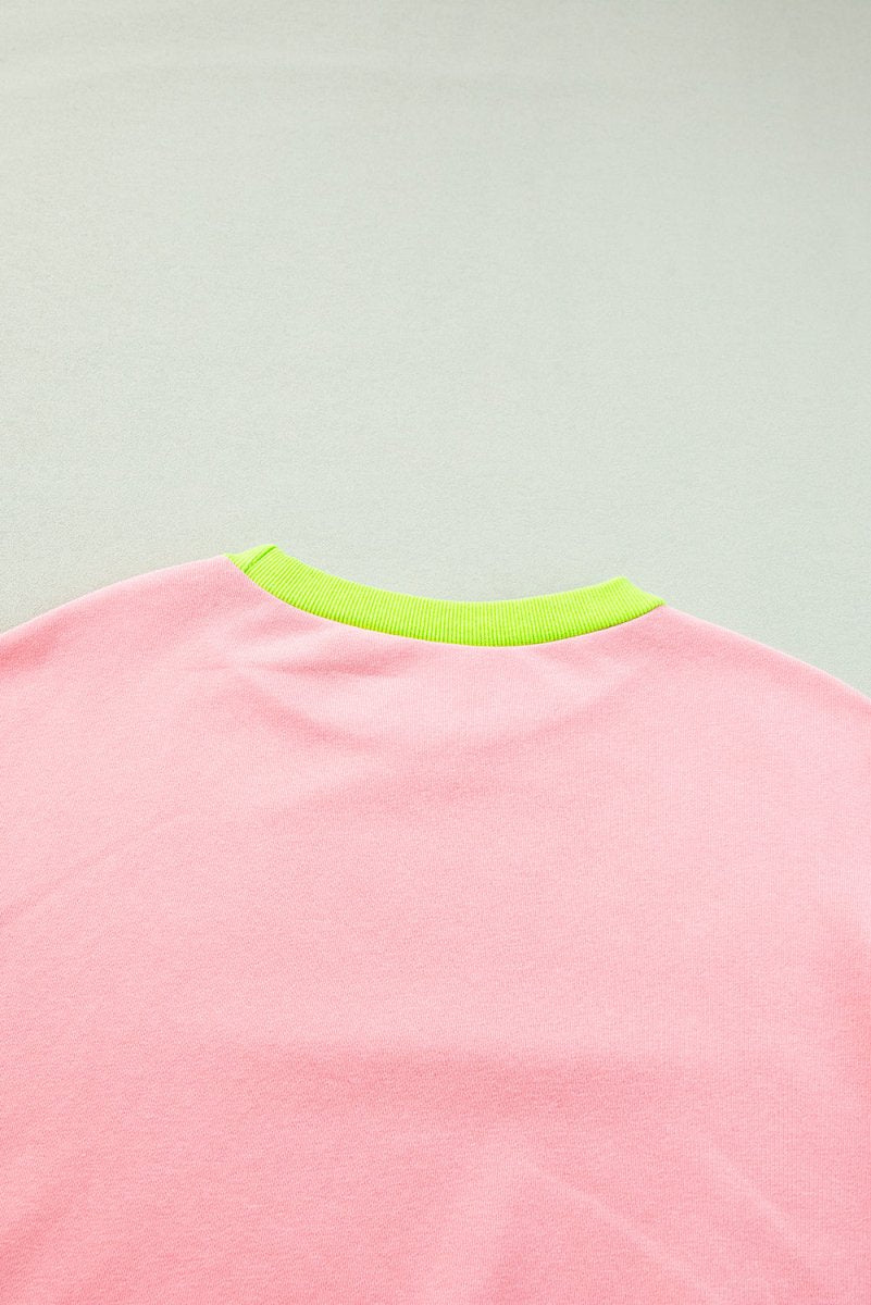 Pink and Neon Green Sweatshirt - Klazzi Fashion Boutique