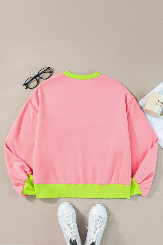 Pink and Neon Green Sweatshirt - Klazzi Fashion Boutique