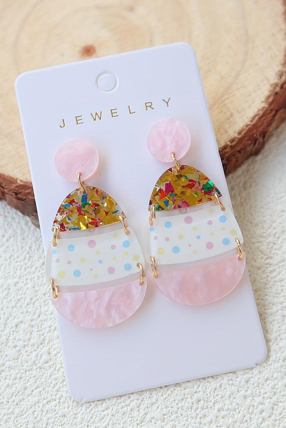  Cute Pink Easter Egg Shape Earrings