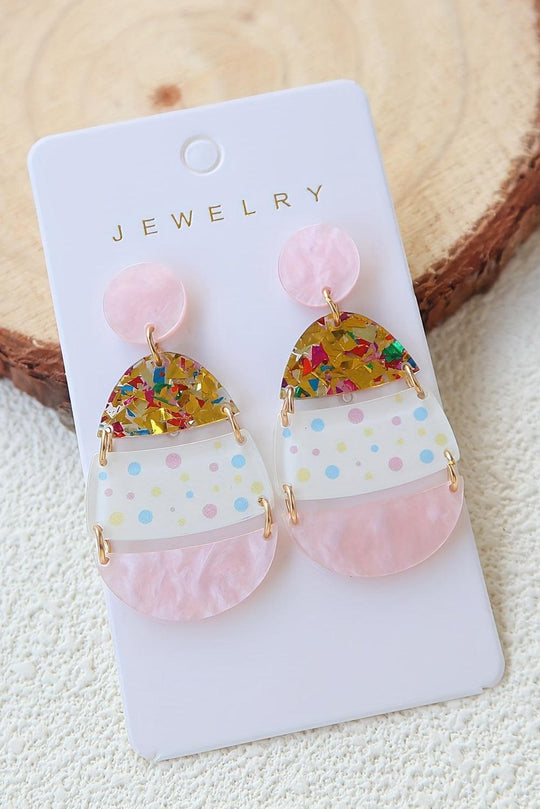  Cute Pink Easter Egg Shape Earrings