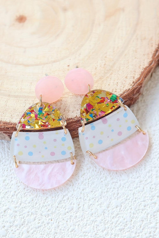  Cute Pink Easter Egg Shape Earrings