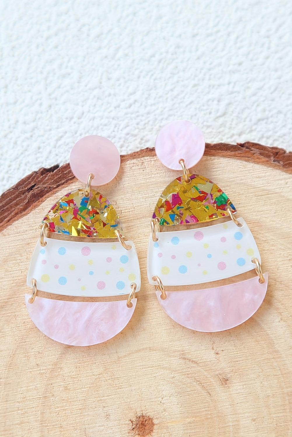  Cute Pink Easter Egg Shape Earrings