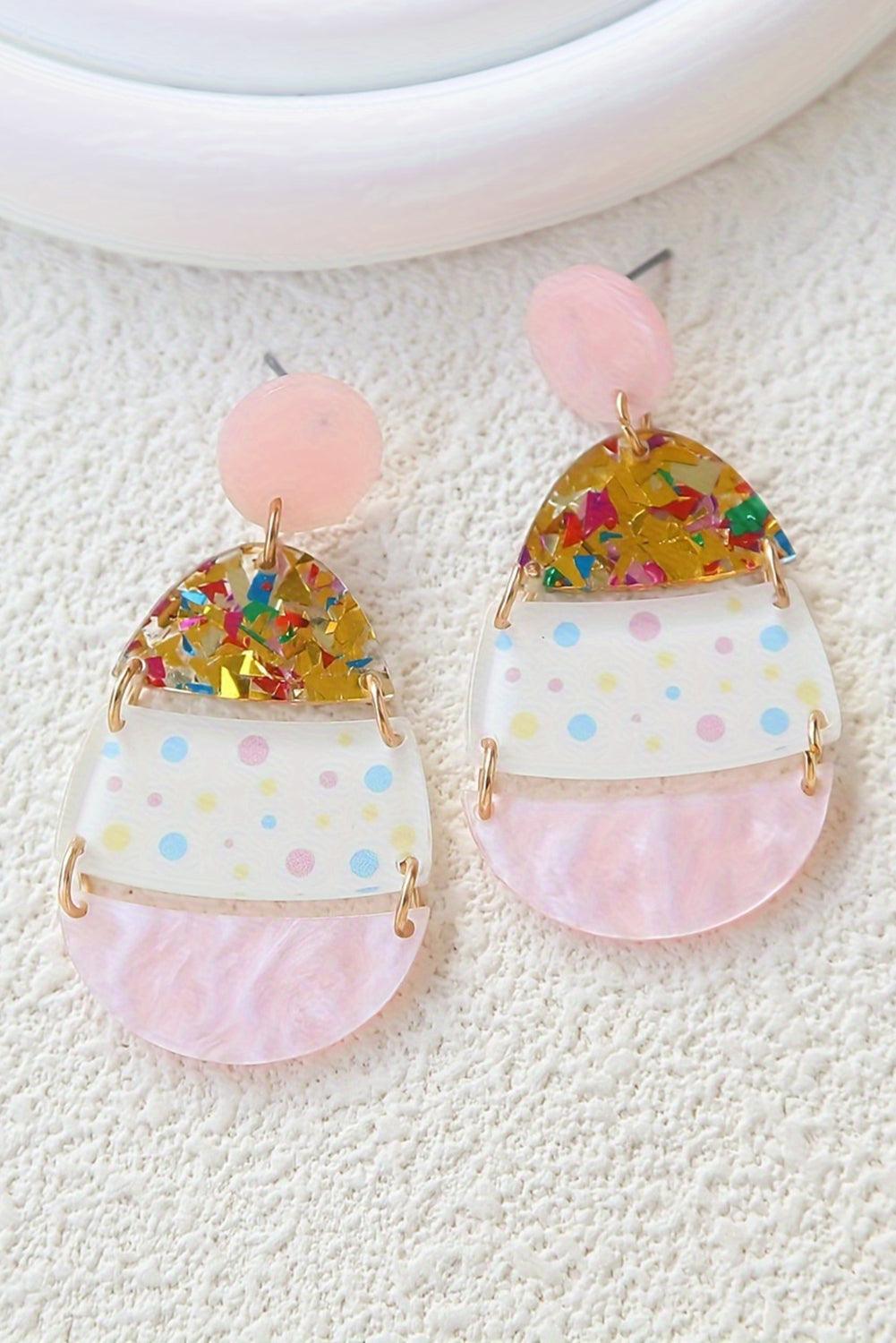  Cute Pink Easter Egg Shape Earrings