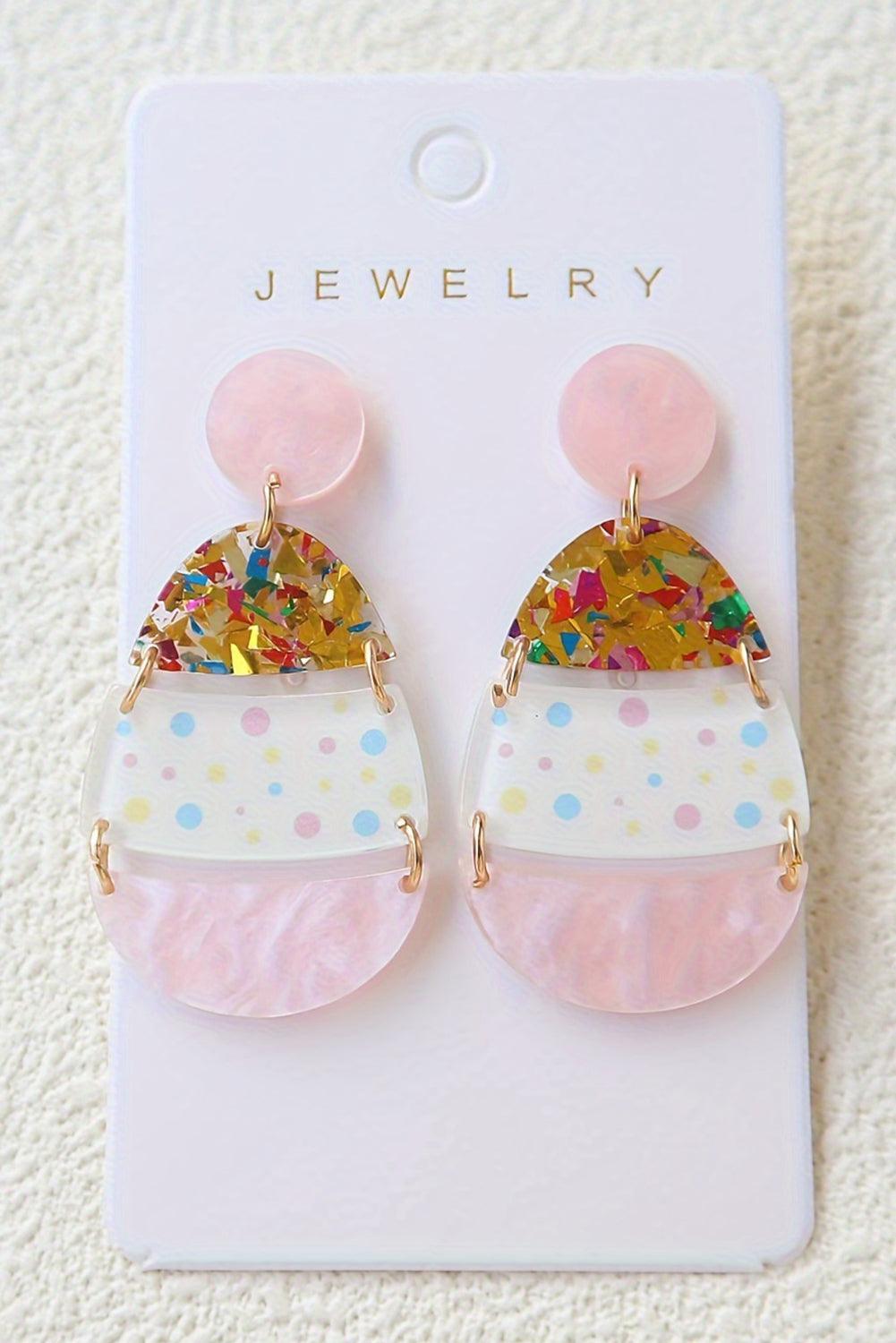  Cute Pink Easter Egg Shape Earrings