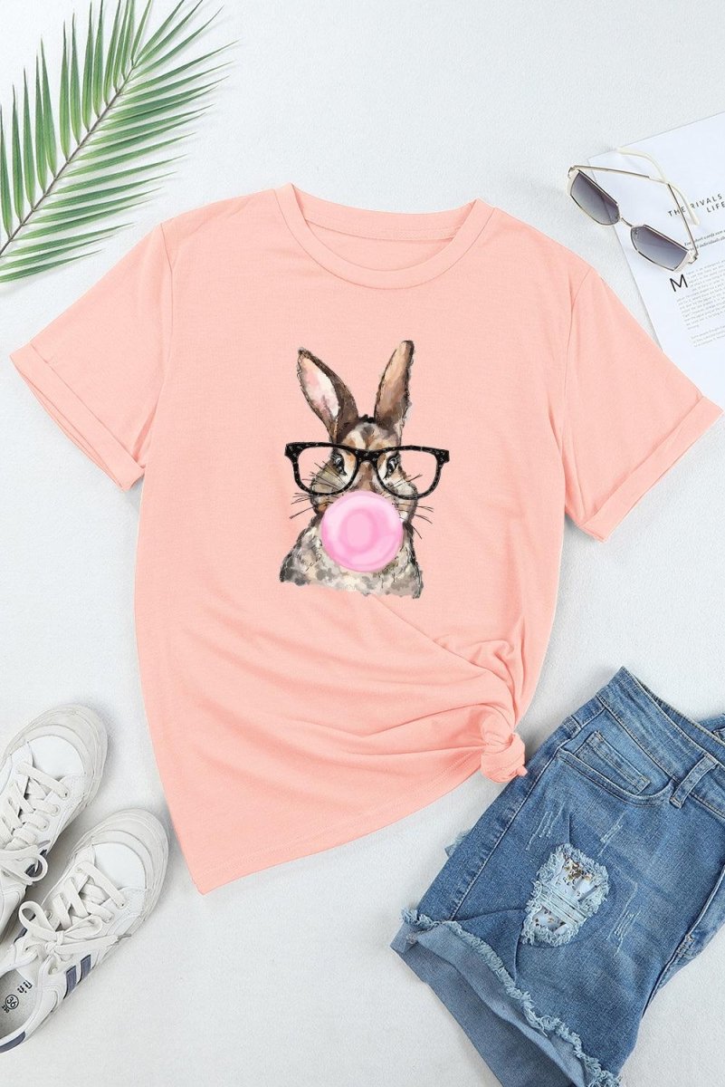 Pink Easter Rabbit Bubble Gum T-Shirt - Klazzi Fashion Boutique