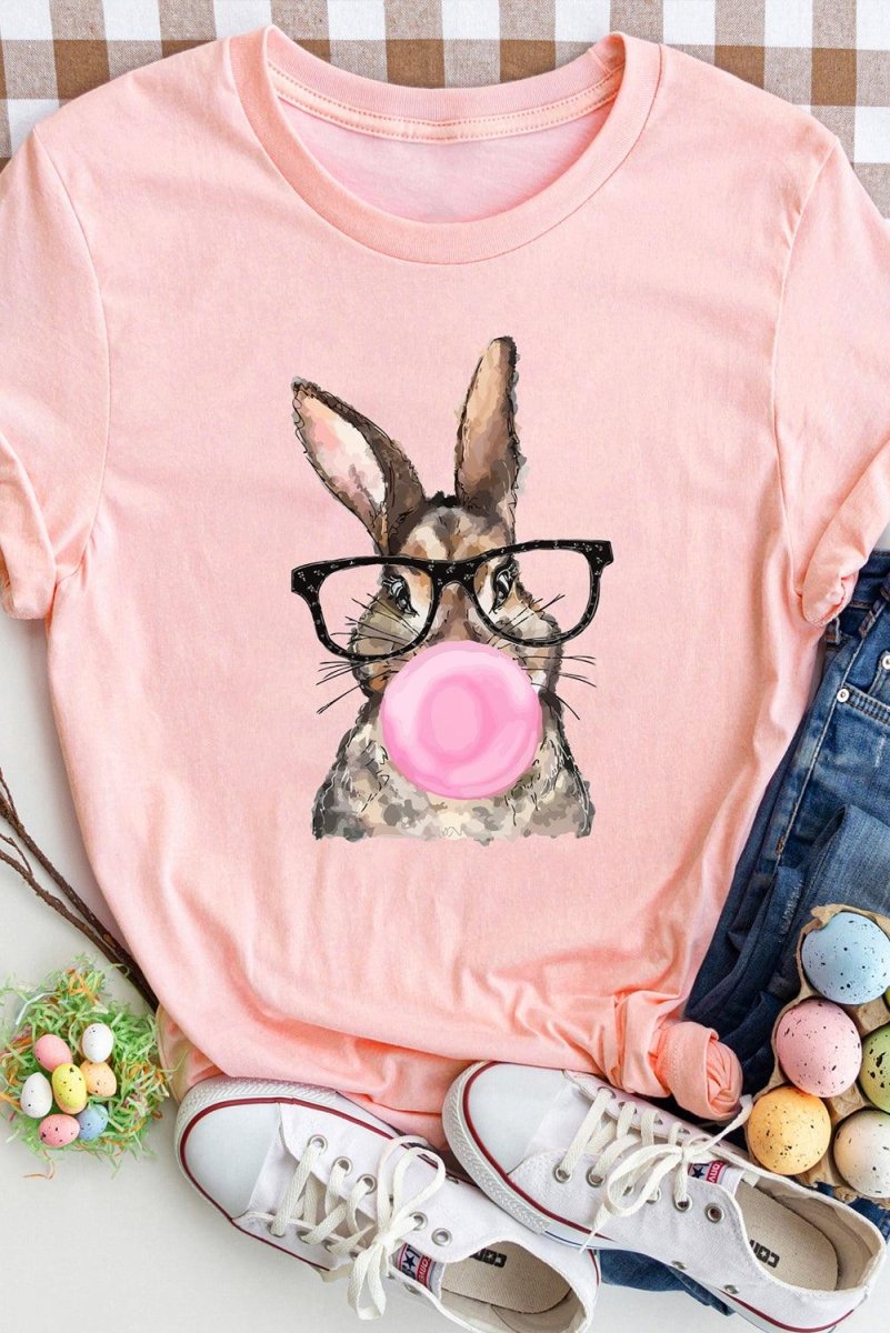 Pink Easter Rabbit Bubble Gum T-Shirt - Klazzi Fashion Boutique