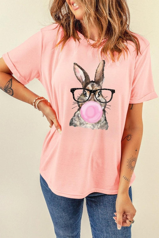 Pink Easter Rabbit Bubble Gum T-Shirt - Klazzi Fashion Boutique