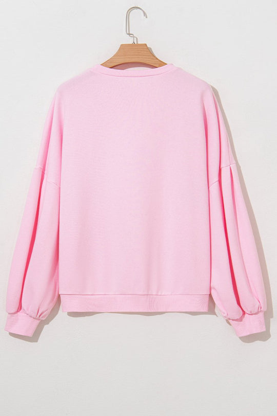 Pink Embroidered Bows Oversized Sweatshirt - Klazzi Fashion Boutique