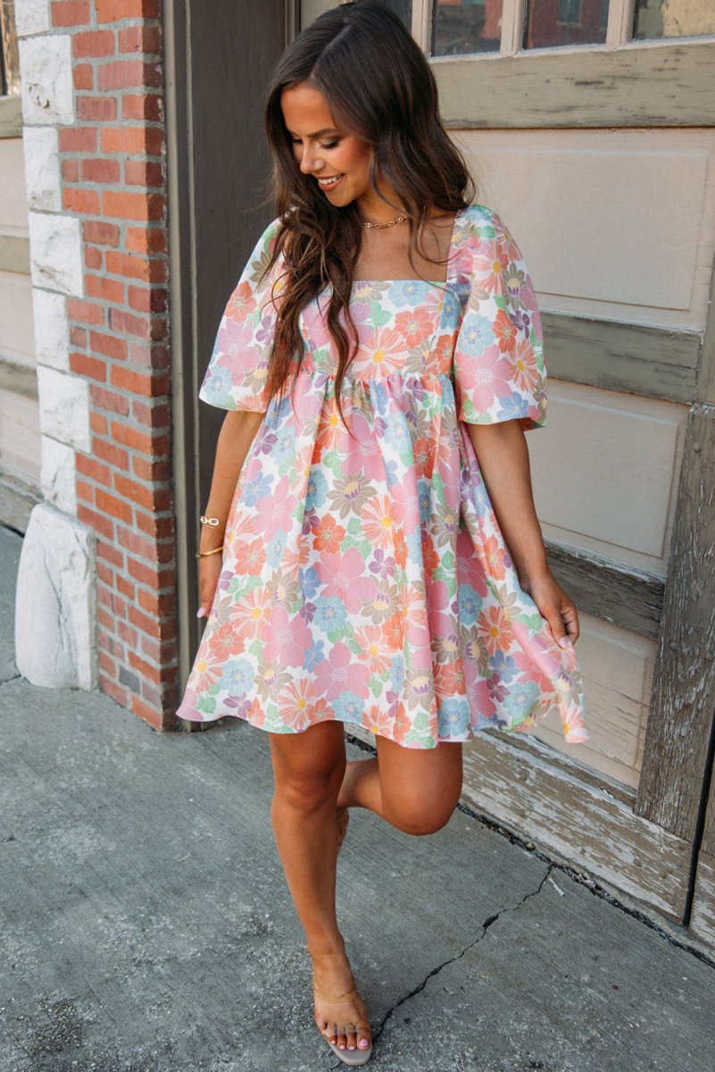 Pink Floral Summer Babydoll Dress - Klazzi Fashion Boutique