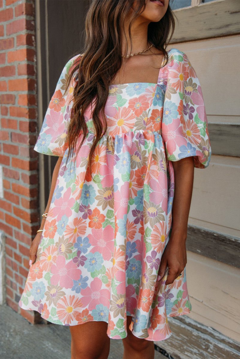 Pink Floral Summer Babydoll Dress - Klazzi Fashion Boutique