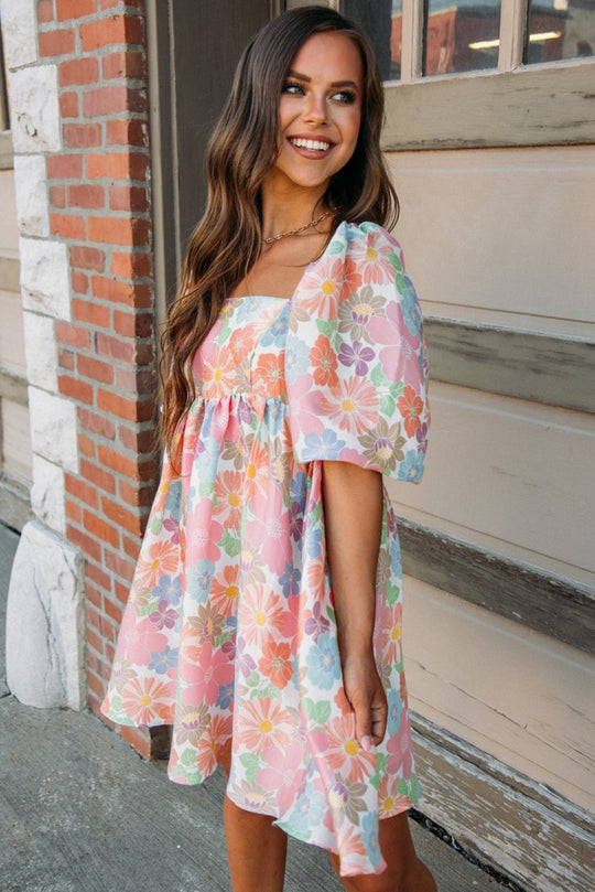 Pink Floral Summer Babydoll Dress - Klazzi Fashion Boutique