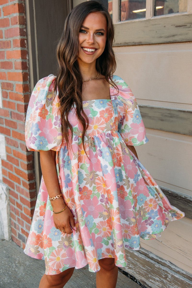 Pink Floral Summer Babydoll Dress - Klazzi Fashion Boutique