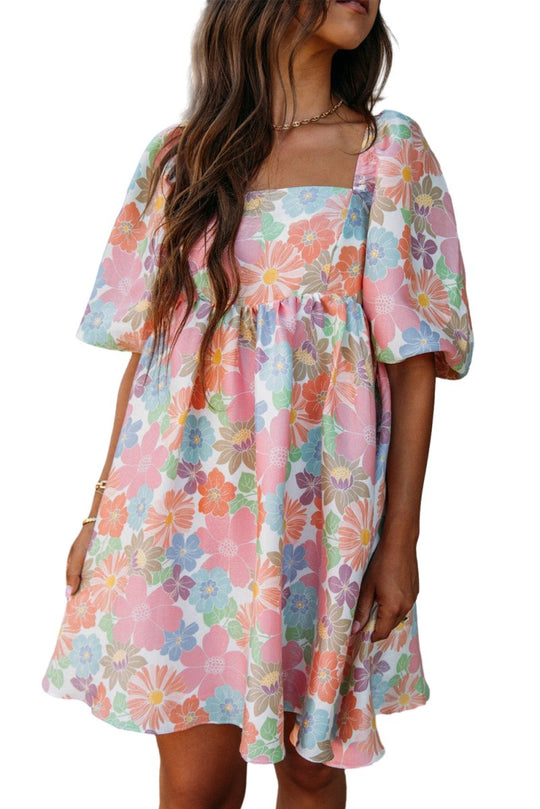 Pink Floral Summer Babydoll Dress - Klazzi Fashion Boutique