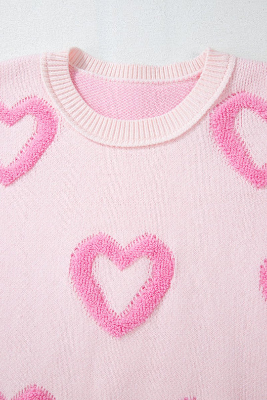 Pink Heart Baggy Sweater - Klazzi Fashion Boutique