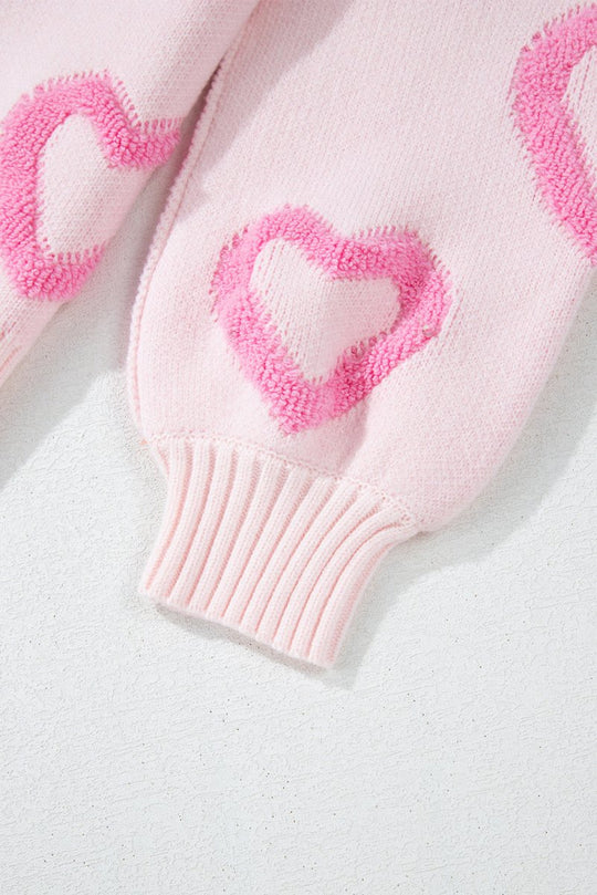 Pink Heart Baggy Sweater - Klazzi Fashion Boutique