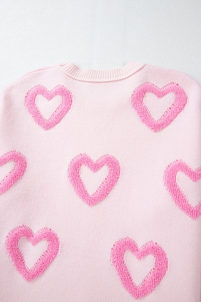 Pink Heart Baggy Sweater - Klazzi Fashion Boutique