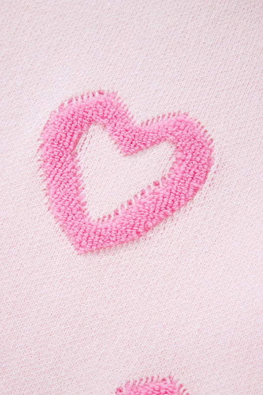 Pink Heart Baggy Sweater - Klazzi Fashion Boutique