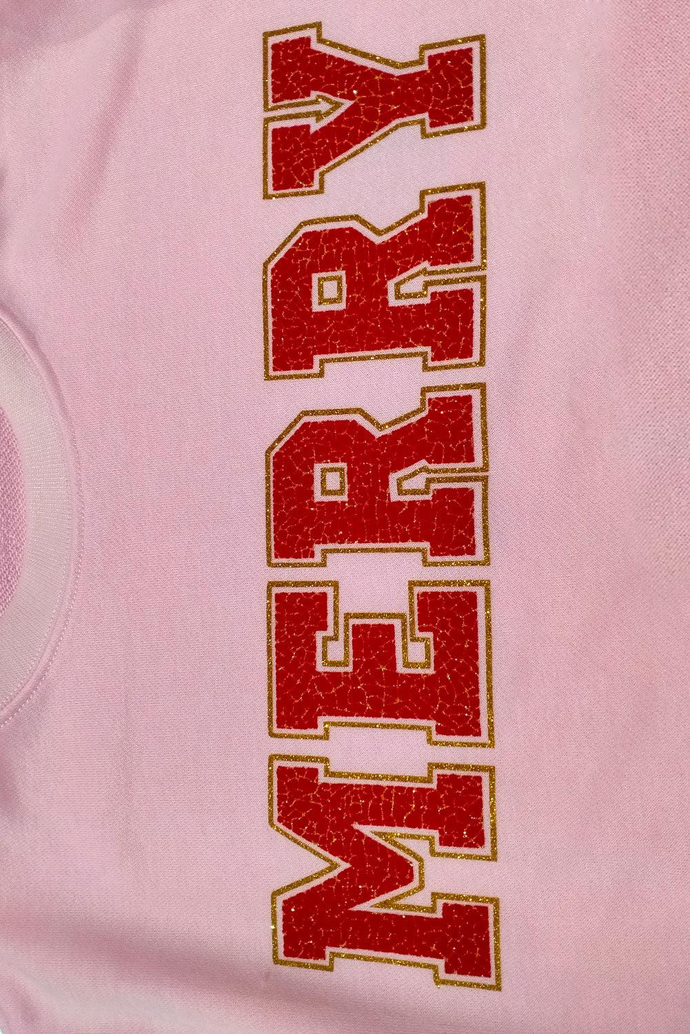 Christmas Graphic Pink "Merry" Sweatshirt