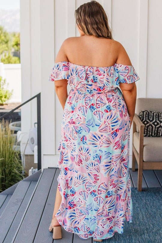 Plus Size Pink Seashell Maxi Dress