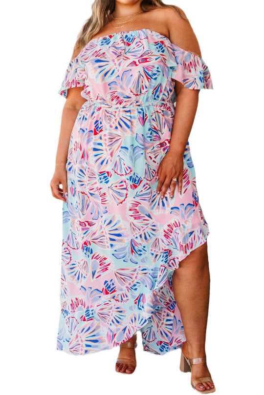 Plus Size Pink Seashell Maxi Dress