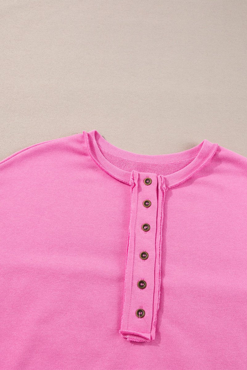 Pink Sequin Henley Sweatshirt - Klazzi Fashion Boutique