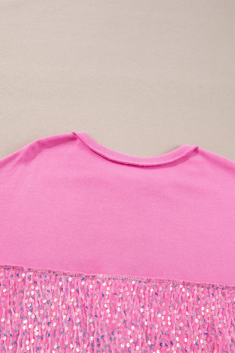 Pink Sequin Henley Sweatshirt - Klazzi Fashion Boutique